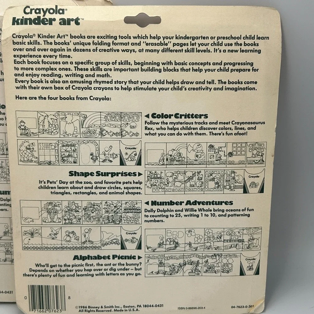 Vintage Crayola Crayons 6 Binney Smith Kinder Art Number Erasable Wipe Off 1986